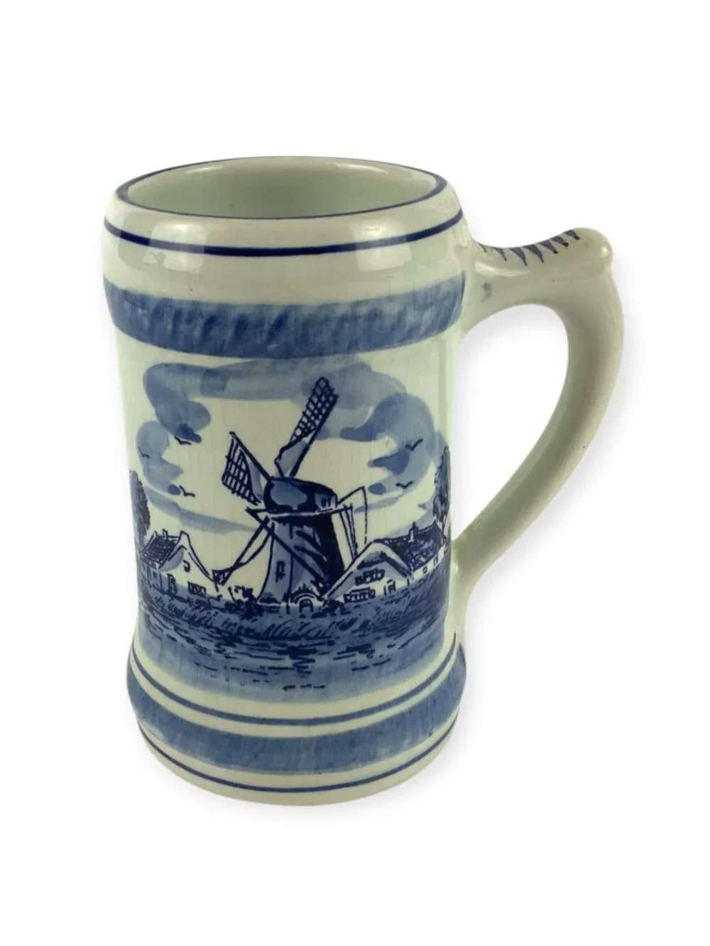 Delft Blue Ceramic Coffee Mug Cup Windmill Design Hand Painted Dutch Style
